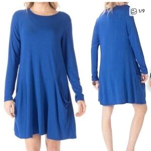 Nwt BETABRAND blue Travel Dress Sweatshirt Dress Long Sleeve M NEW Loungewear